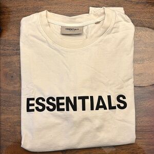 Essentials Beige Tee with Black Logo
